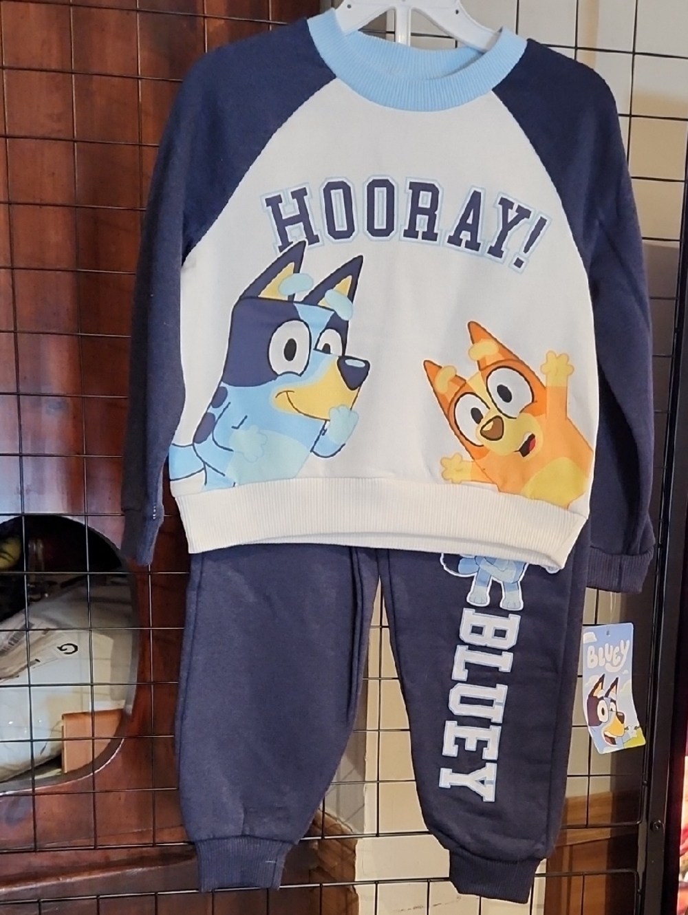Bluey Kids Long Sleeve Sweatshirt and Joggers Set - 'Hooray!' Graphic